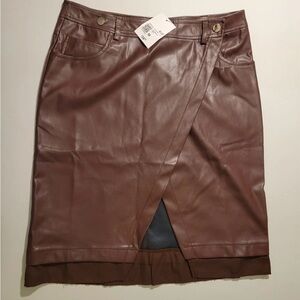 Forever 21 Brown Faux Leather Mini Skirt Sz M NWT